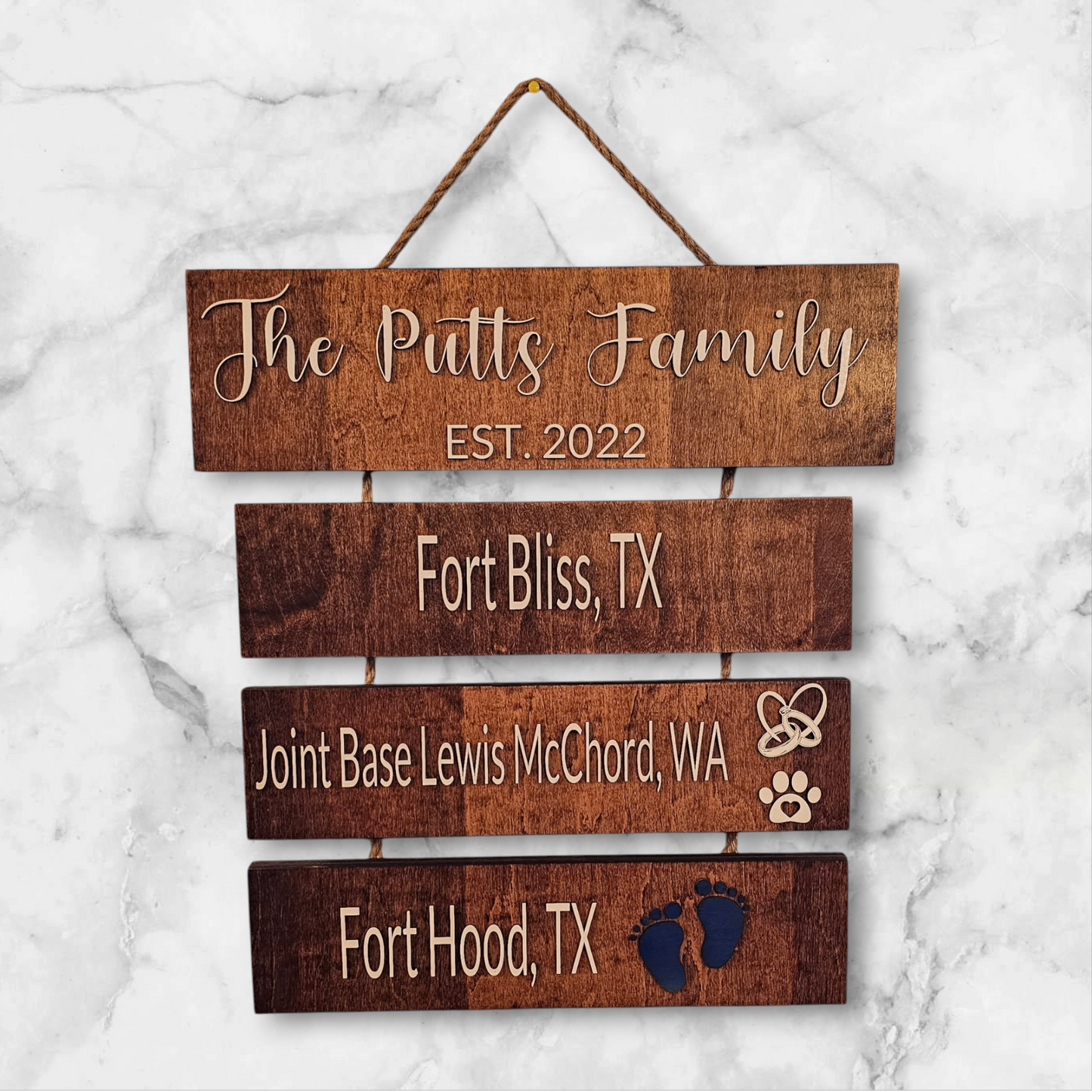Hand crafted family signs