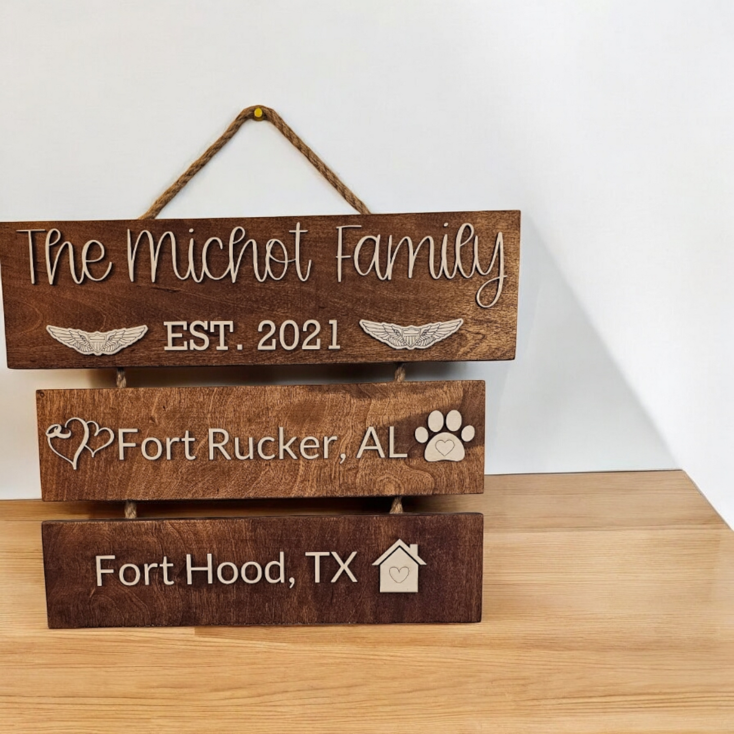 Hand crafted family signs