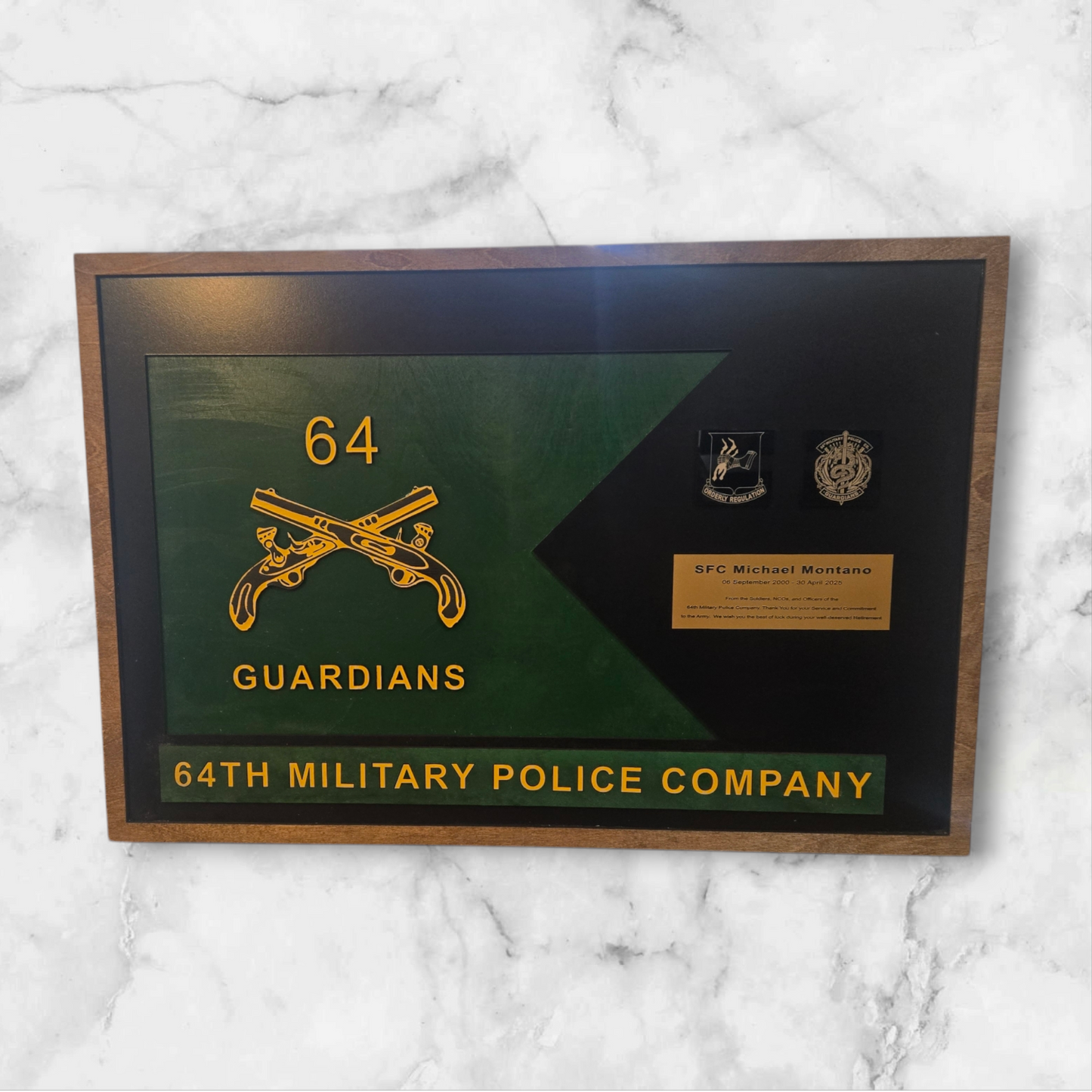 Wooden Guidon plaque